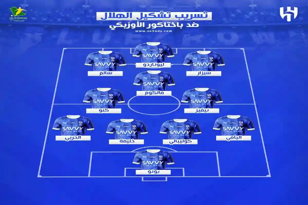 مفاجآت خيسوس مستمرة .. تسريب تشكيل الهلال ضد باختاكور الأوزبكي. 